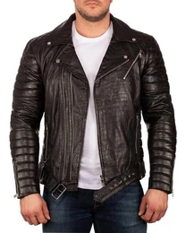 Lederjacke Herren Bikerjacke 20RS23LUX ECHTLEDER Schwarz mit Silver Zippern L im Krokodil Style