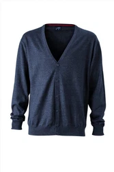 James & Nicholson V-Neck Cardigan Blau/Dunkelblau