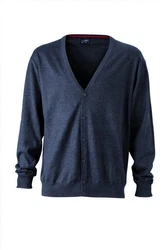 James & Nicholson V-Neck Cardigan Blau/Dunkelblau