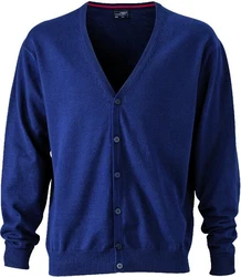 James & Nicholson V-Neck Cardigan Blau/Dunkelblau