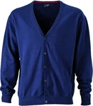 James & Nicholson V-Neck Cardigan Blau/Dunkelblau