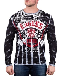 Longsleeve Herren Longsleeve BA-CL493 Schwarz XL mit diversen Prints verziert