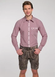 Spieth & Wensky Trachtenhemd Dorf Langarm Rot/Bordeaux/Lila/Dunkelblau/Rosa