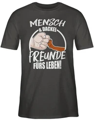 Shirtracer T-Shirt Mensch & Dackel Freunde fürs Leben Braun