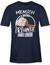 Shirtracer T-Shirt Mensch & Dackel Freunde fürs Leben Braun/Blau