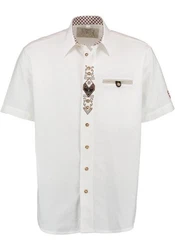 OS-Trachten Trachtenhemd Amima Kurzarmhemd Weiß/Beige/Creme