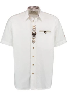 OS-Trachten Trachtenhemd Amima Kurzarmhemd Weiß/Beige/Creme