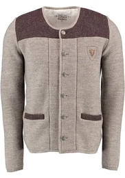 Strickjacke Scava Trachten-Wolljacke mit Rundhalsausschnitt und Emblem auf der Brust