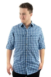 Tom Collins Langarmhemd Ekasy Hellblau/Blau/Dunkelblau