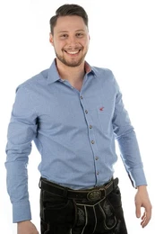 Trachtenhemd Wacodu Langarmhemd mit Hirsch-Stickerei auf der Brusttasche