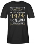 Shirtracer T-Shirt Mitglied im Club der alten Wilden 1974 Schwarz/Creme/Rot/Dunkelgrün