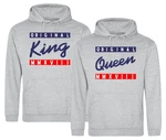 Couples Shop Kapuzenpullover King & Queen Hoodie Pullover für Paare Rosa/Grau/Dunkelgrau/Silber/Hellgrau
