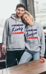 Couples Shop Kapuzenpullover King & Queen Hoodie Pullover für Paare Rosa/Grau/Dunkelgrau/Silber/Hellgrau