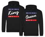 Couples Shop Kapuzenpullover King & Queen Hoodie Pullover für Paare Dunkelblau/Schwarz