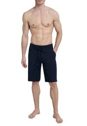 Schlafhose Herren Bermuda blau uni (1-tlg)