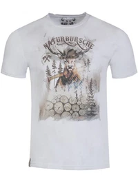 T-Shirt Herren Trachtenshirt 'Guido' mit Hirschmotiv, Mit