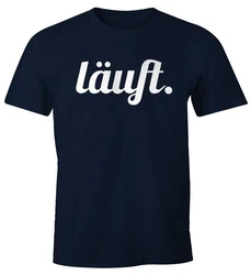 MoonWorks Cooles Lustiges Herren T-Shirt Läuft Fun-Shirt Dunkelblau/Blau