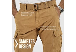 Indicode Herren William Cargohose (15958) Khaki/Braun/Beige