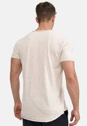 Indicode Kurzarmshirt Willbur Tee Weiß/Khaki/Creme/Beige
