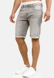 Indicode Herren Caden Jeans Shorts mit 5 Taschen Grau/Khaki/Hellgrau/Beige/Creme