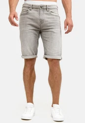 Indicode Herren Caden Jeans Shorts mit 5 Taschen Grau/Khaki/Hellgrau/Beige/Creme