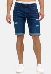 Indicode Herren Caden Jeans Shorts mit 5 Taschen Blau/Dunkelblau/Hellblau