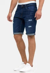 Indicode Herren Caden Jeans Shorts mit 5 Taschen Blau/Dunkelblau/Hellblau