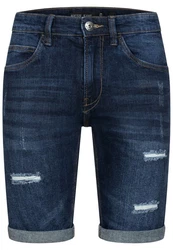 Indicode Herren Caden Jeans Shorts mit 5 Taschen Blau/Dunkelblau/Hellblau
