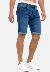 Indicode Herren Caden Jeans Shorts mit 5 Taschen Blau/Hellblau/Dunkelblau