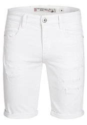 Indicode Herren Caden Jeans Shorts mit 5 Taschen Creme/Weiß