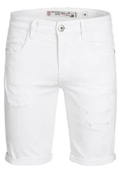 Indicode Herren Caden Jeans Shorts mit 5 Taschen Creme/Weiß
