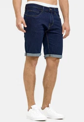 Indicode Herren Caden Jeans Shorts mit 5 Taschen Hellblau/Dunkelblau/Blau