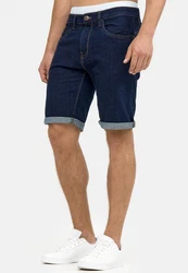 Indicode Herren Caden Jeans Shorts mit 5 Taschen Hellblau/Dunkelblau/Blau