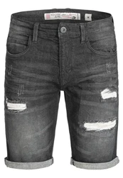 Indicode Herren Caden Jeans Shorts mit 5 Taschen Dunkelgrau/Schwarz/Grau