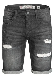 Indicode Herren Caden Jeans Shorts mit 5 Taschen Dunkelgrau/Schwarz/Grau