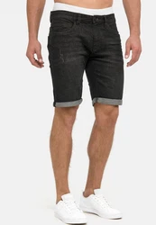 Indicode Herren Caden Jeans Shorts mit 5 Taschen Dunkelgrau/Schwarz/Braun/Grau