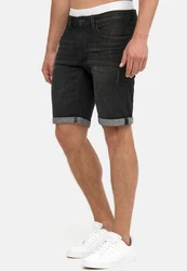 Indicode Herren Caden Jeans Shorts mit 5 Taschen Dunkelgrau/Schwarz/Braun/Grau