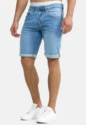 Indicode Herren Caden Jeans Shorts mit 5 Taschen Hellblau/Blau
