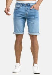 Indicode Herren Caden Jeans Shorts mit 5 Taschen Hellblau/Blau