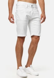 Indicode Herren Caden Jeans Shorts mit 5 Taschen Creme/Weiß/Grau