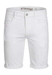 Indicode Herren Caden Jeans Shorts mit 5 Taschen Creme/Weiß/Grau