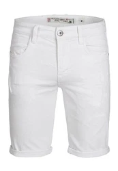 Indicode Herren Caden Jeans Shorts mit 5 Taschen Creme/Weiß/Grau