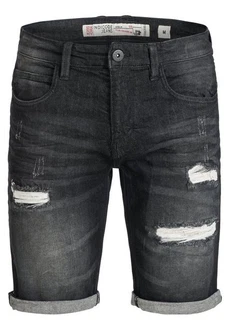 Indicode Herren Caden Jeans Shorts mit 5 Taschen Schwarz/Dunkelgrau/Grau