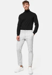 Indicode Herren Rodekro Chinohose Super Stretch mit 4 Taschen Grau/Hellgrau/Creme