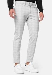 Indicode Herren Rodekro Chinohose Super Stretch mit 4 Taschen Grau/Hellgrau/Creme