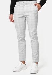 Indicode Herren Rodekro Chinohose Super Stretch mit 4 Taschen Grau/Hellgrau/Creme