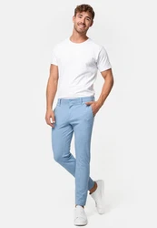 Indicode Herren Rodekro Chinohose Super Stretch mit 4 Taschen Hellblau/Blau/Grau