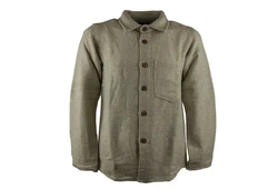 KUNST UND MAGIE Langarmhemd Fischerhemd Freizeithemd Khaki/Weiß/Beige/Grau