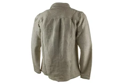 KUNST UND MAGIE Langarmhemd Fischerhemd Freizeithemd Khaki/Weiß/Beige/Grau