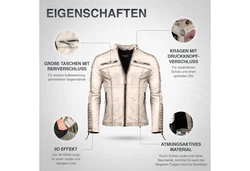 PAULGOS Herren Jacke Biker Look (D1) Braun/Beige/Grau